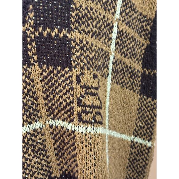 BDG brown/gold/tan sweater vest, small, layering, academic, thick, cozy, plaid - Picture 4 of 6